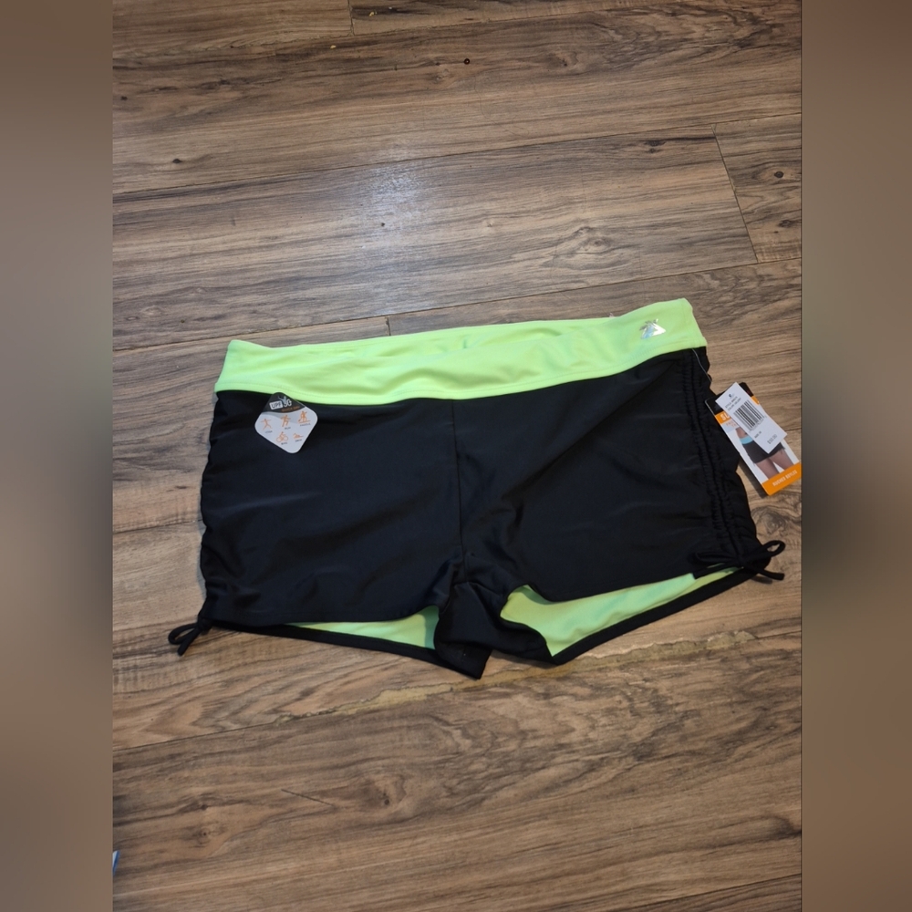Black and Neon Green Athletic Shorts Zero Xposur